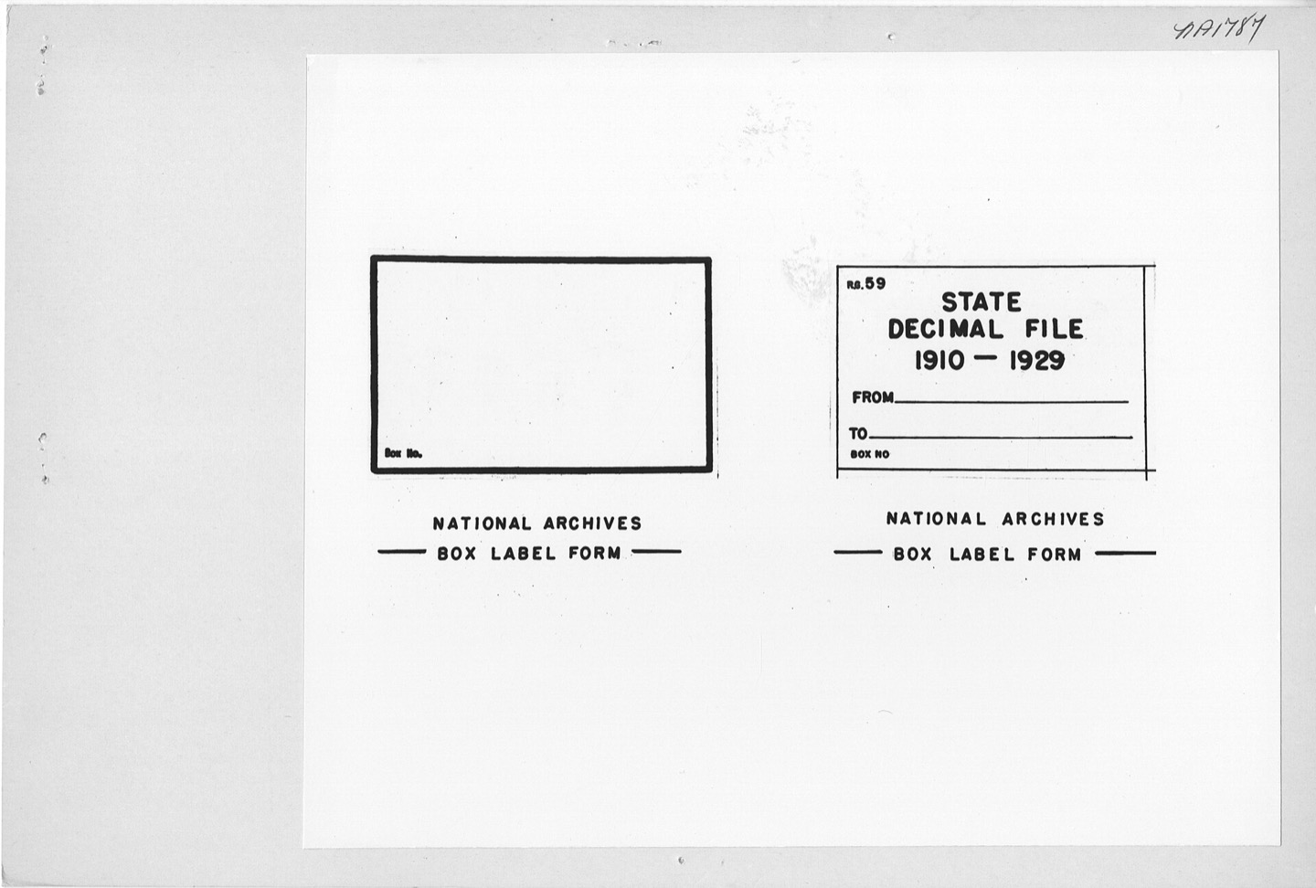 Archival box label form used for organized media intake